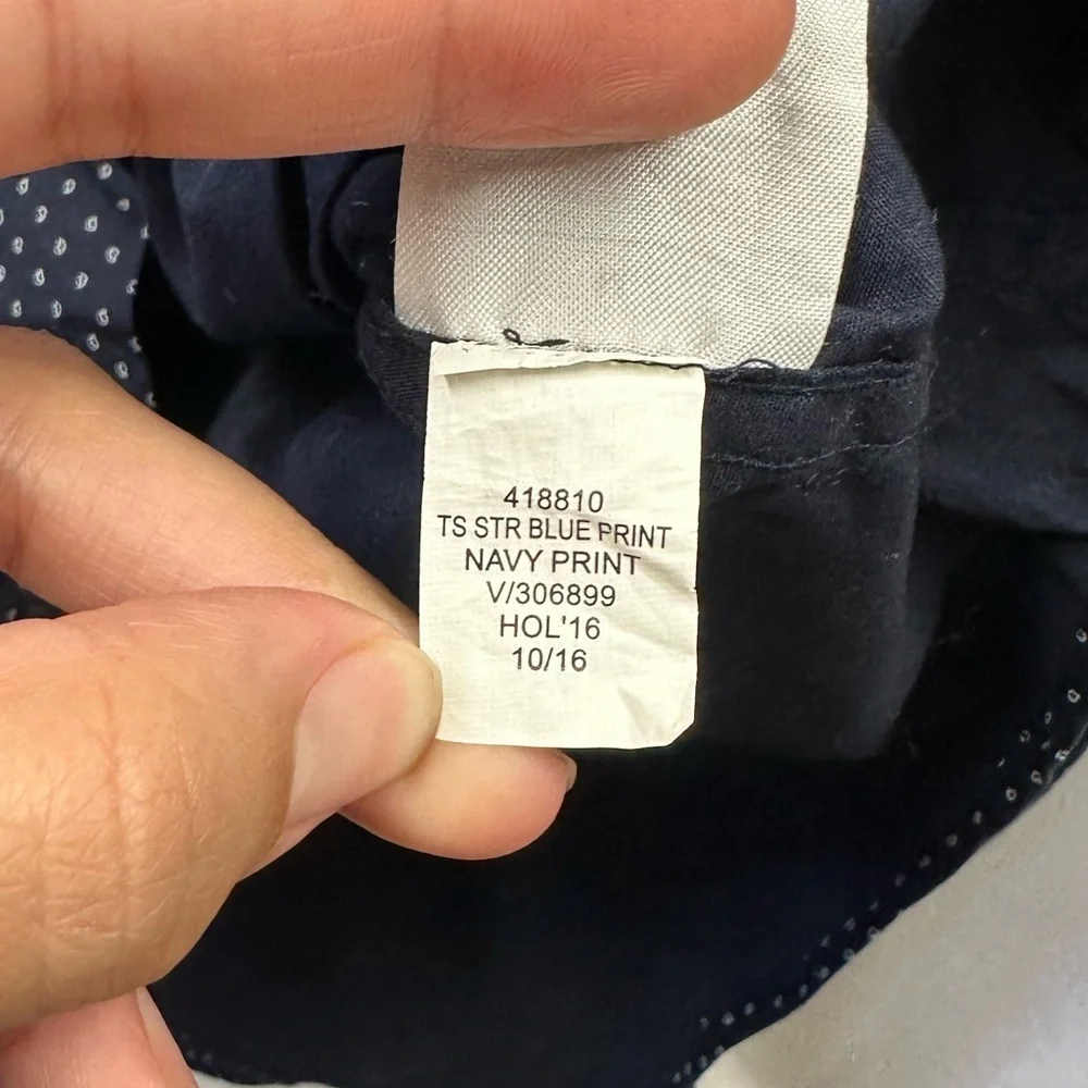 Banana Republic Stretch tailored slim fit navy printed button down shirt size M